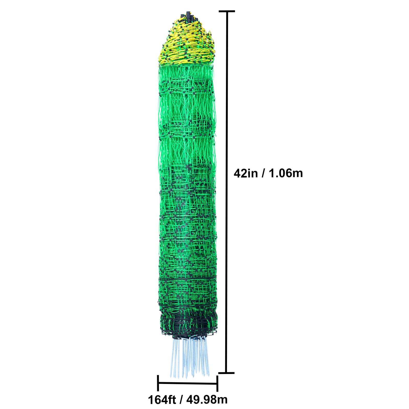 Electric Fence Netting, 42" H X 164' L, PE Net Fencing With Posts & Double-Spiked Stakes, Utility Portable Mesh For Goats, Sheep, Lambs, Deer, Hogs, Dogs, Used In Backyards, Farms, And Ranches_maomaolike.com